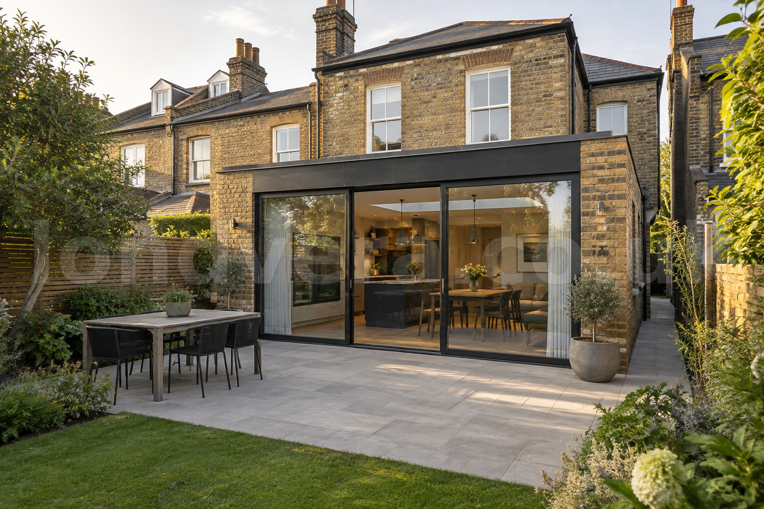 Completed rear extension on a London home